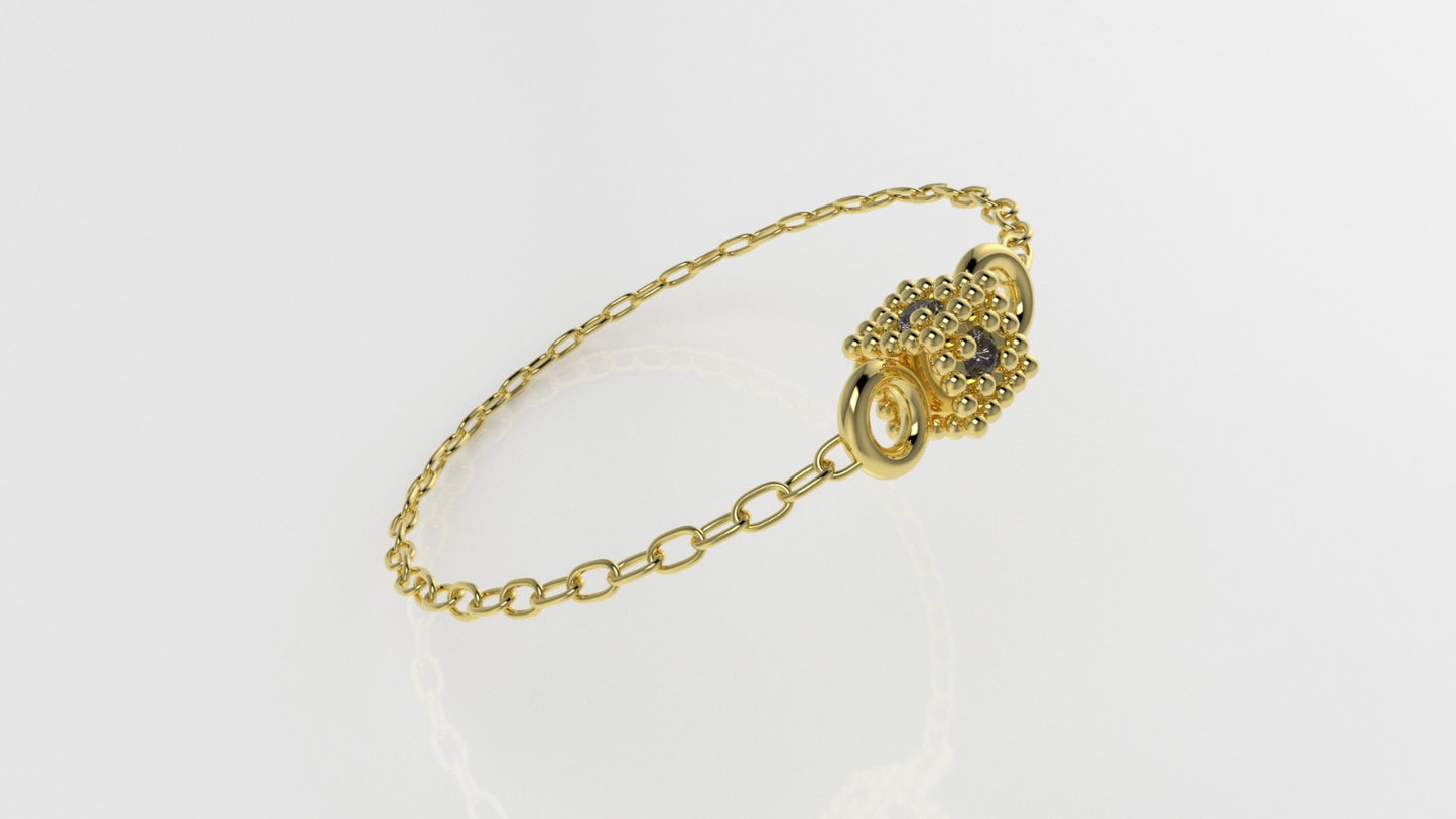 14k Birthstone Chain Ring with TANZANITE, FILIGREE