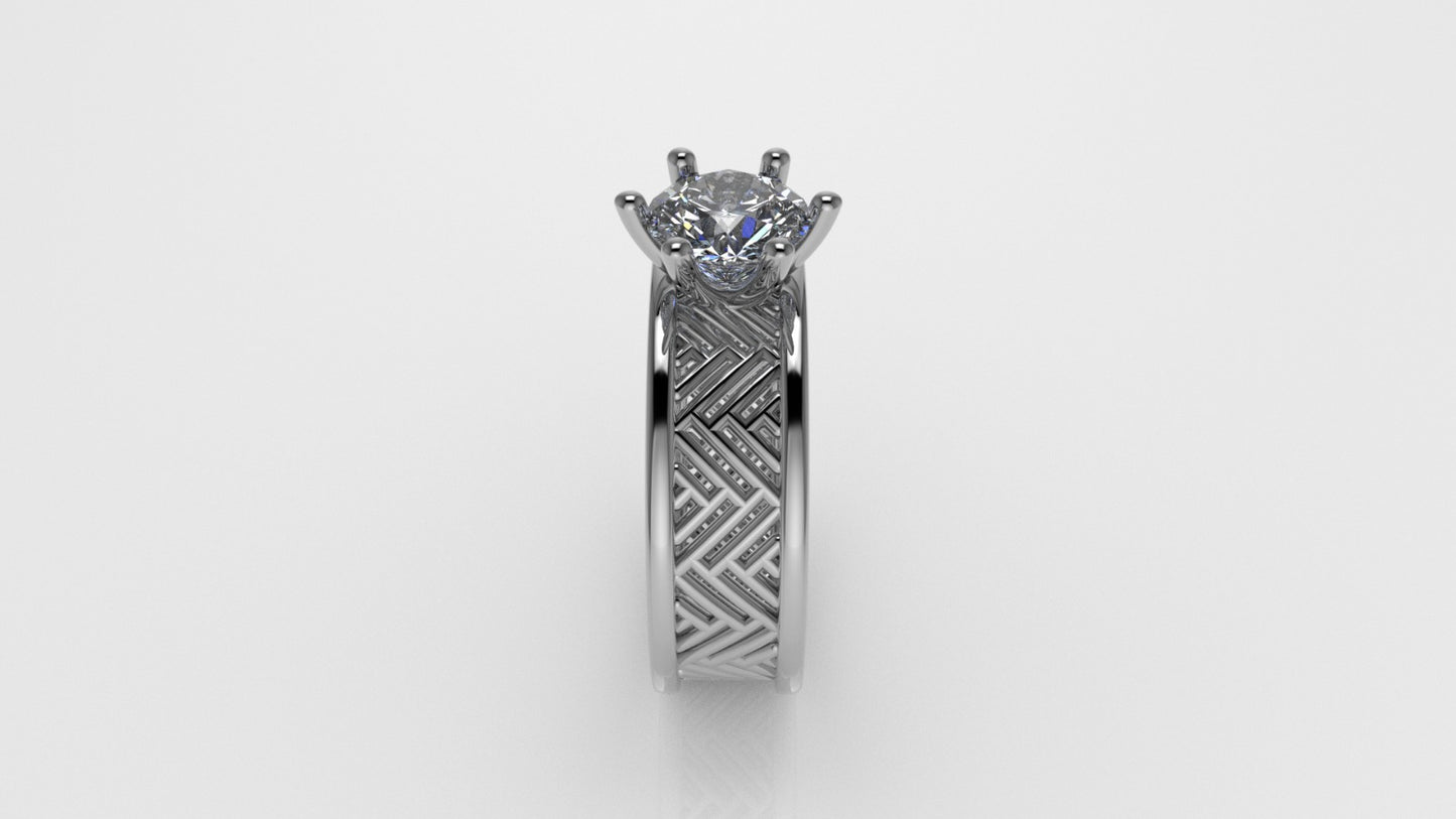 14K Gold Ring with 1 Diamond, STT: 6-Prong
