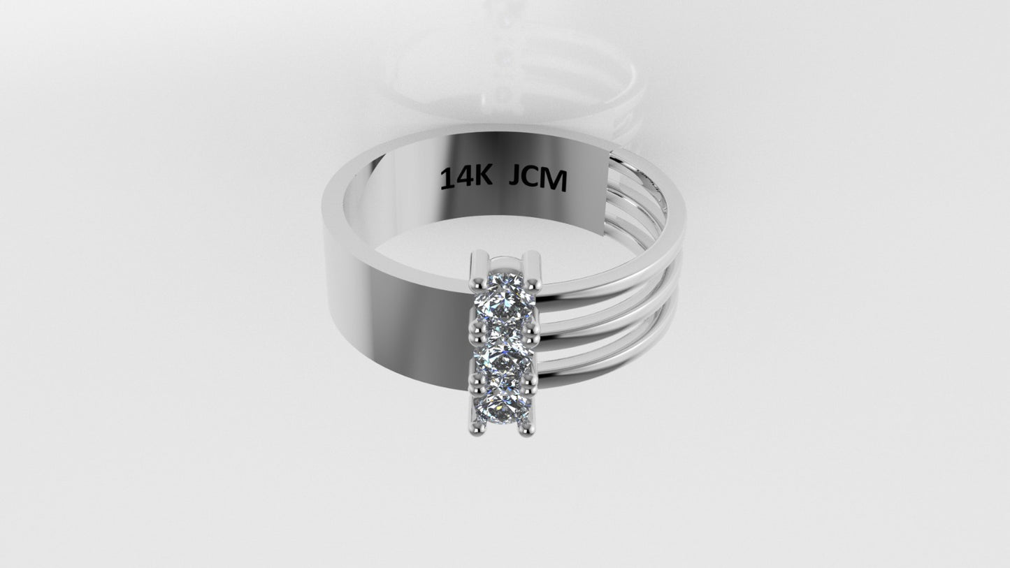 14K Gold Ring with 3 Diamonds, STT: 4-Prong