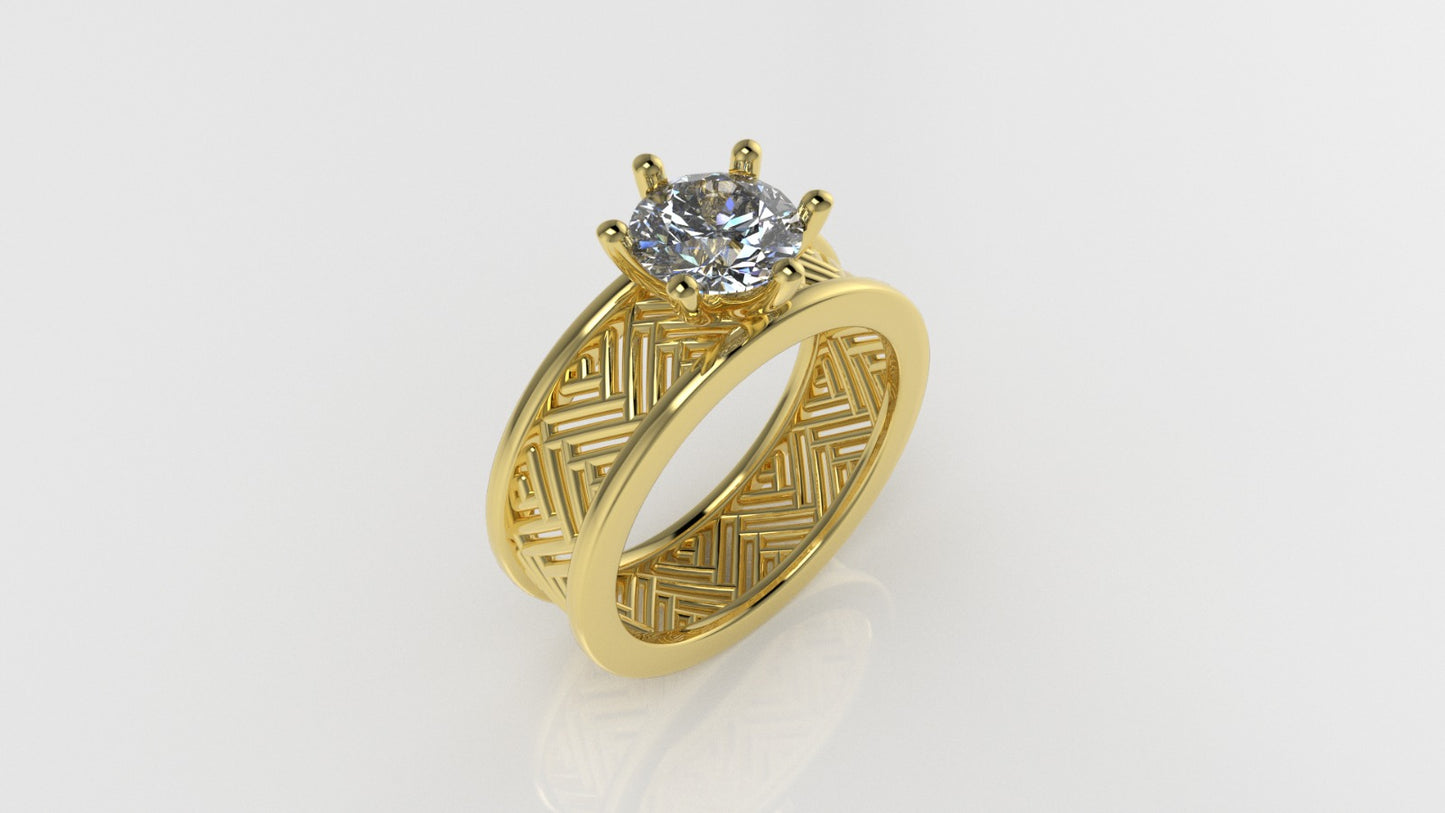 14K Gold Ring with 1 Diamond, STT: 6-Prong
