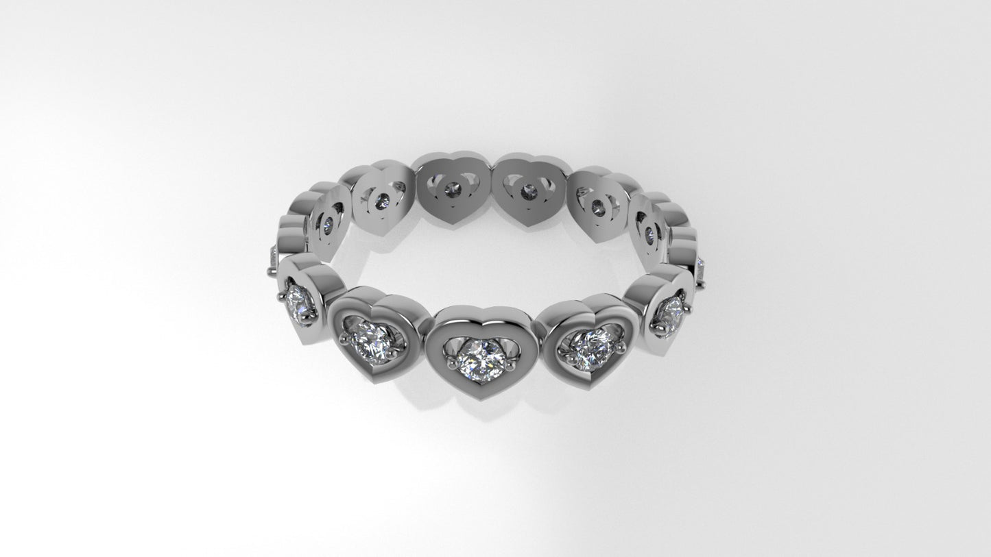 14K Ring with 13 Diamonds, STT: Prong, Heart
