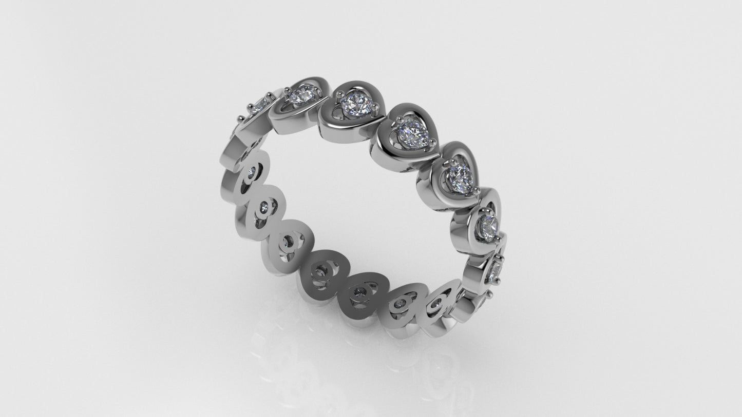 14K Ring with 16 Diamonds, STT: Prong, Heart Style