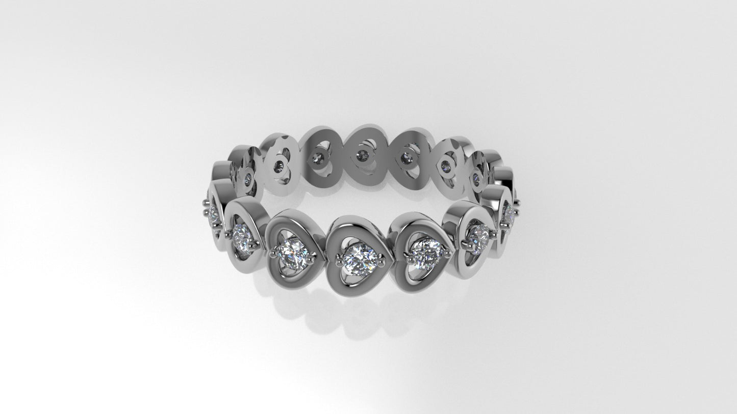 14K Ring with 16 Diamonds, STT: Prong, Heart Style