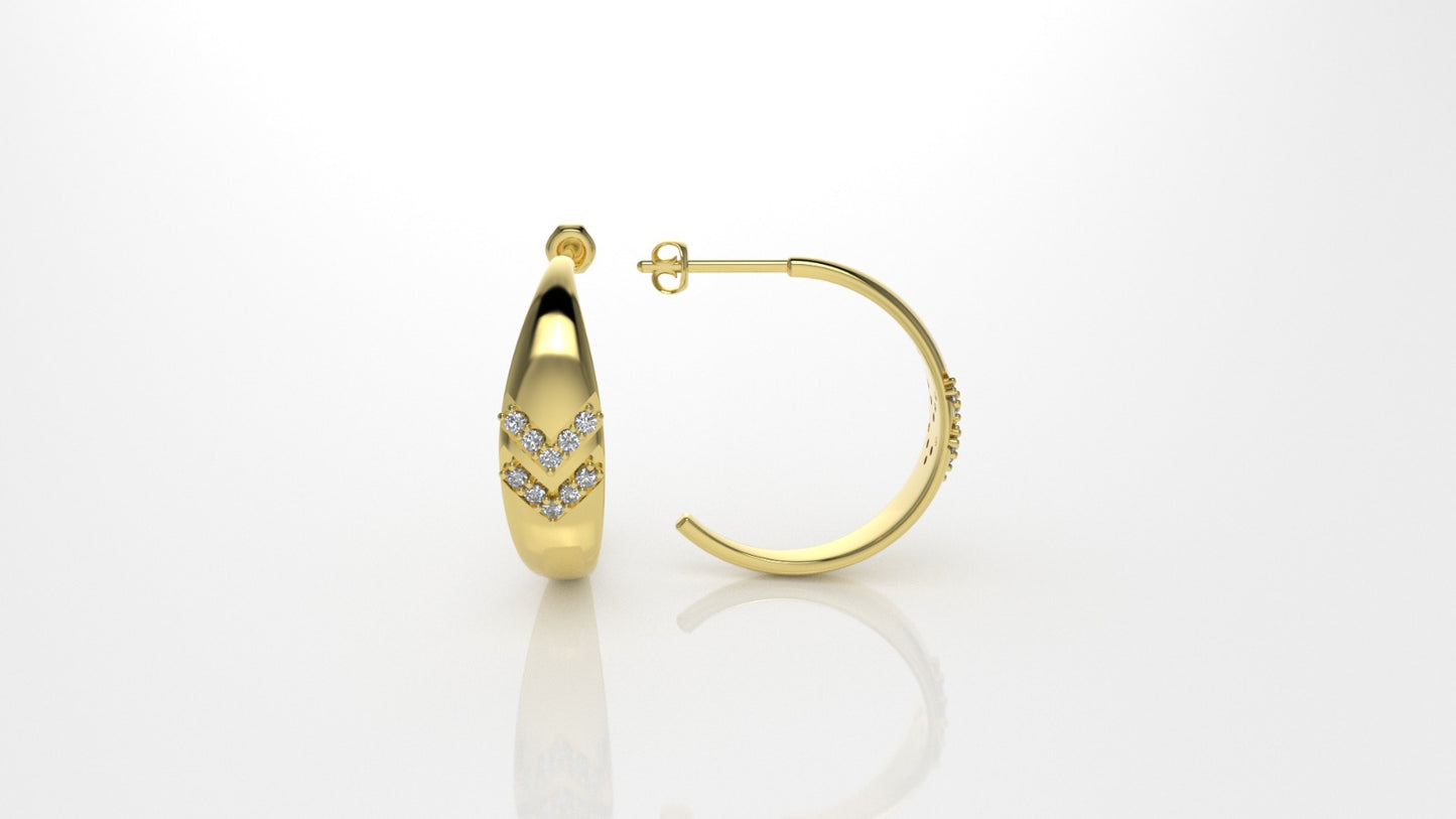 14k Gold Earrings with 20 DIAMONDS, "STT: Prong", Push Back, Cut Chanel