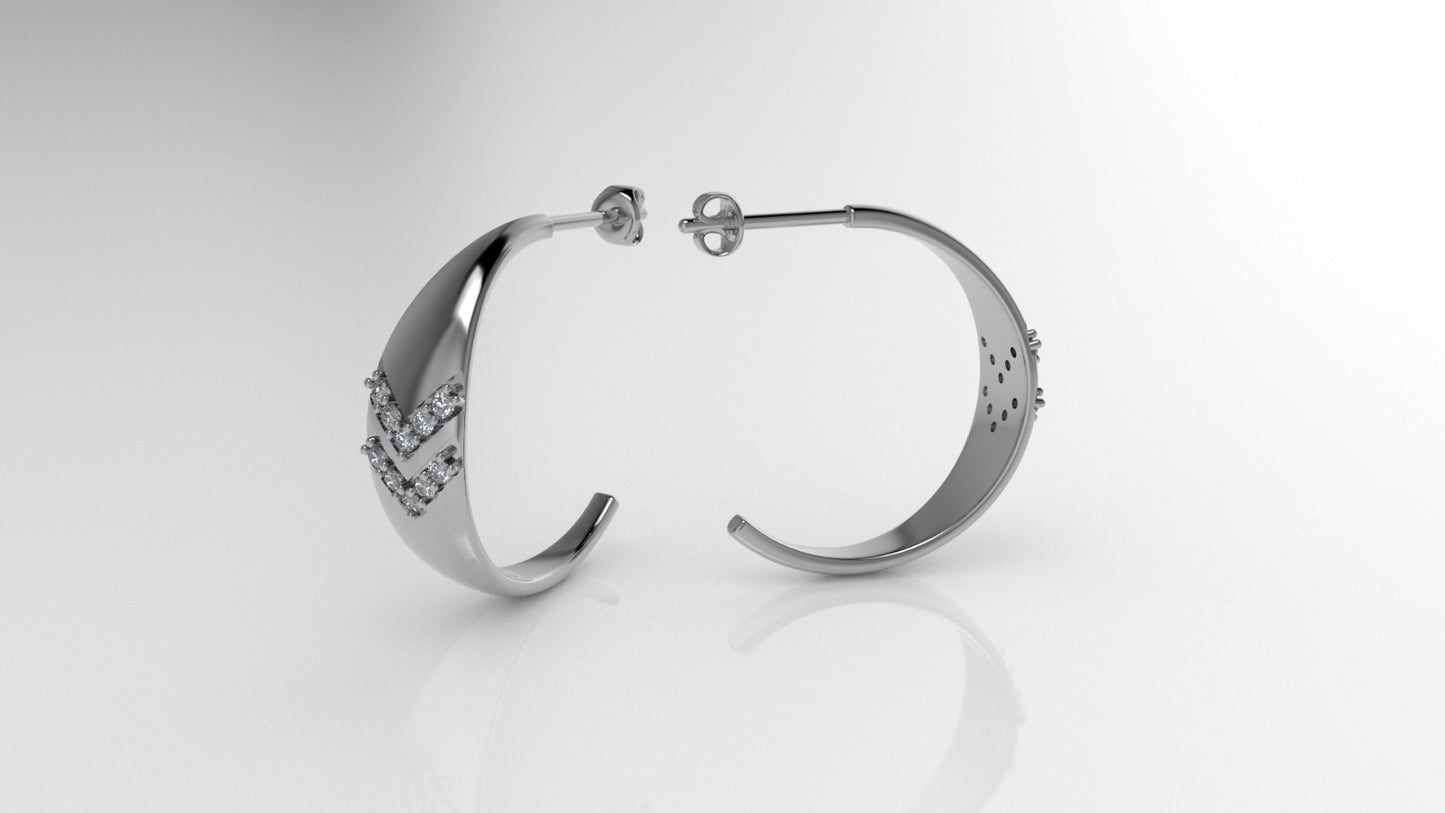 14k Gold Earrings with 20 DIAMONDS, "STT: Prong", Push Back, Cut Chanel