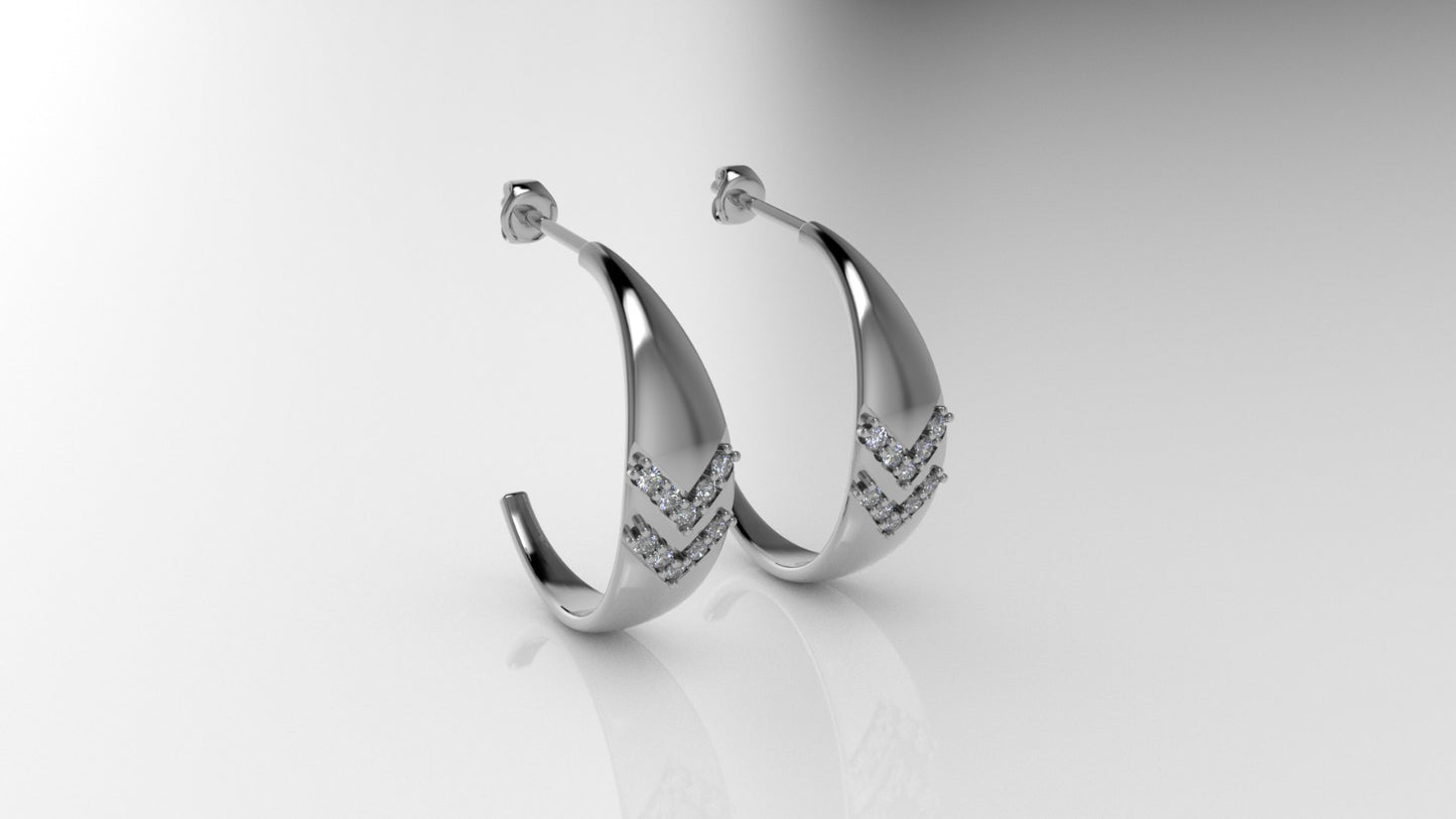 14k Gold Earrings with 20 DIAMONDS, "STT: Prong", Push Back, Cut Chanel