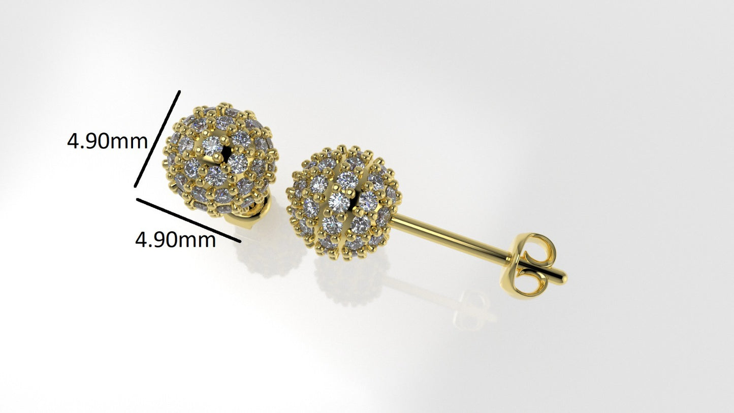 14k Gold Earrings with 106 DIAMONDS, "STT: Prongs", Push Back