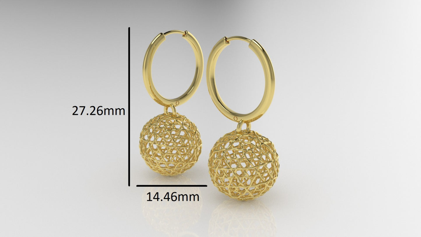 14k Gold Earrings, Bee Hive Style