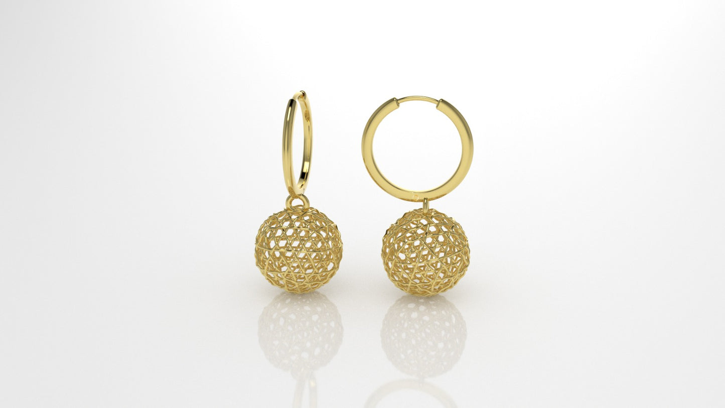 14k Gold Earrings, Bee Hive Style