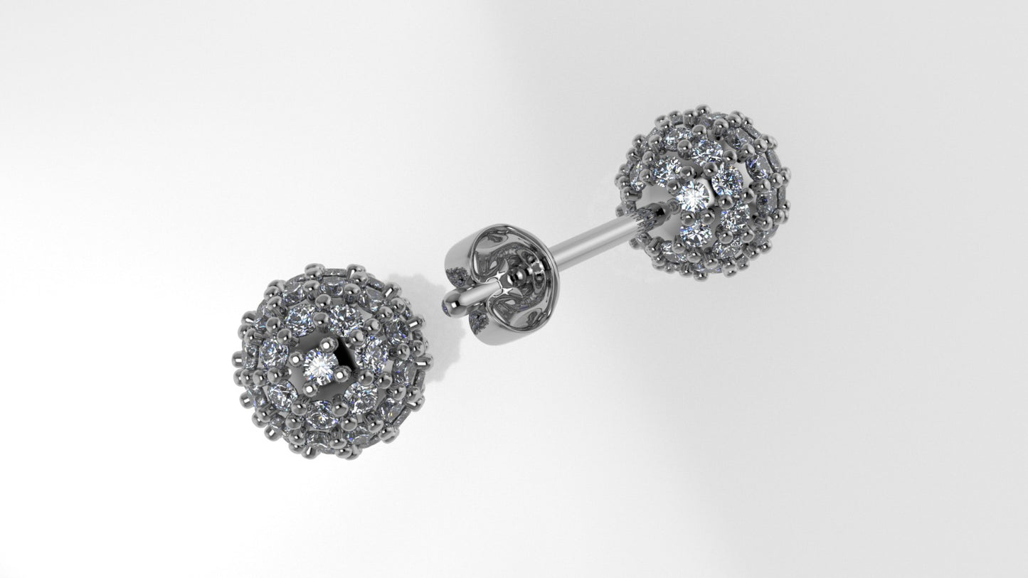 14k Gold Earrings with 106 DIAMONDS, "STT: Prongs", Push Back