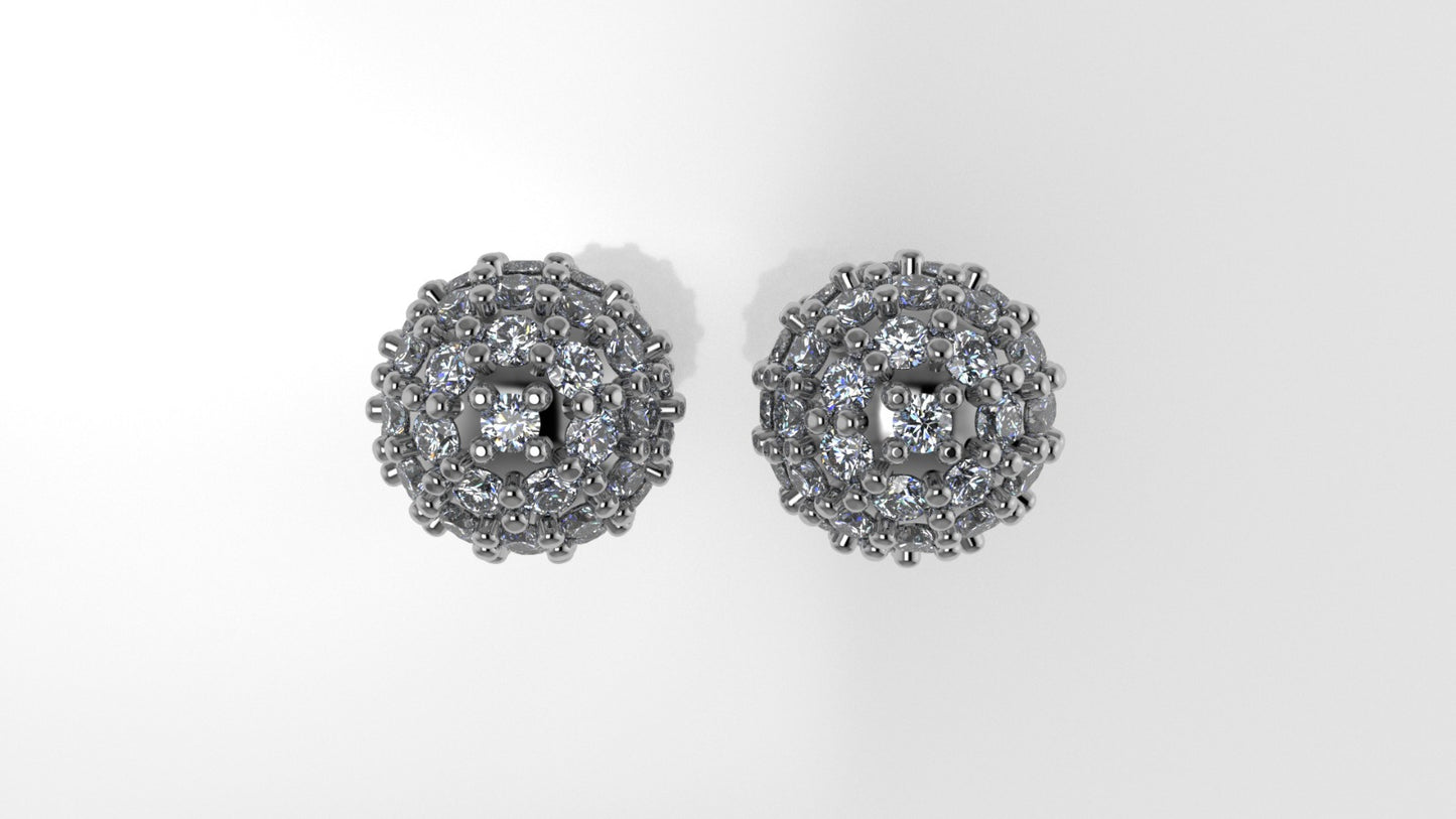 14k Gold Earrings with 106 DIAMONDS, "STT: Prongs", Push Back