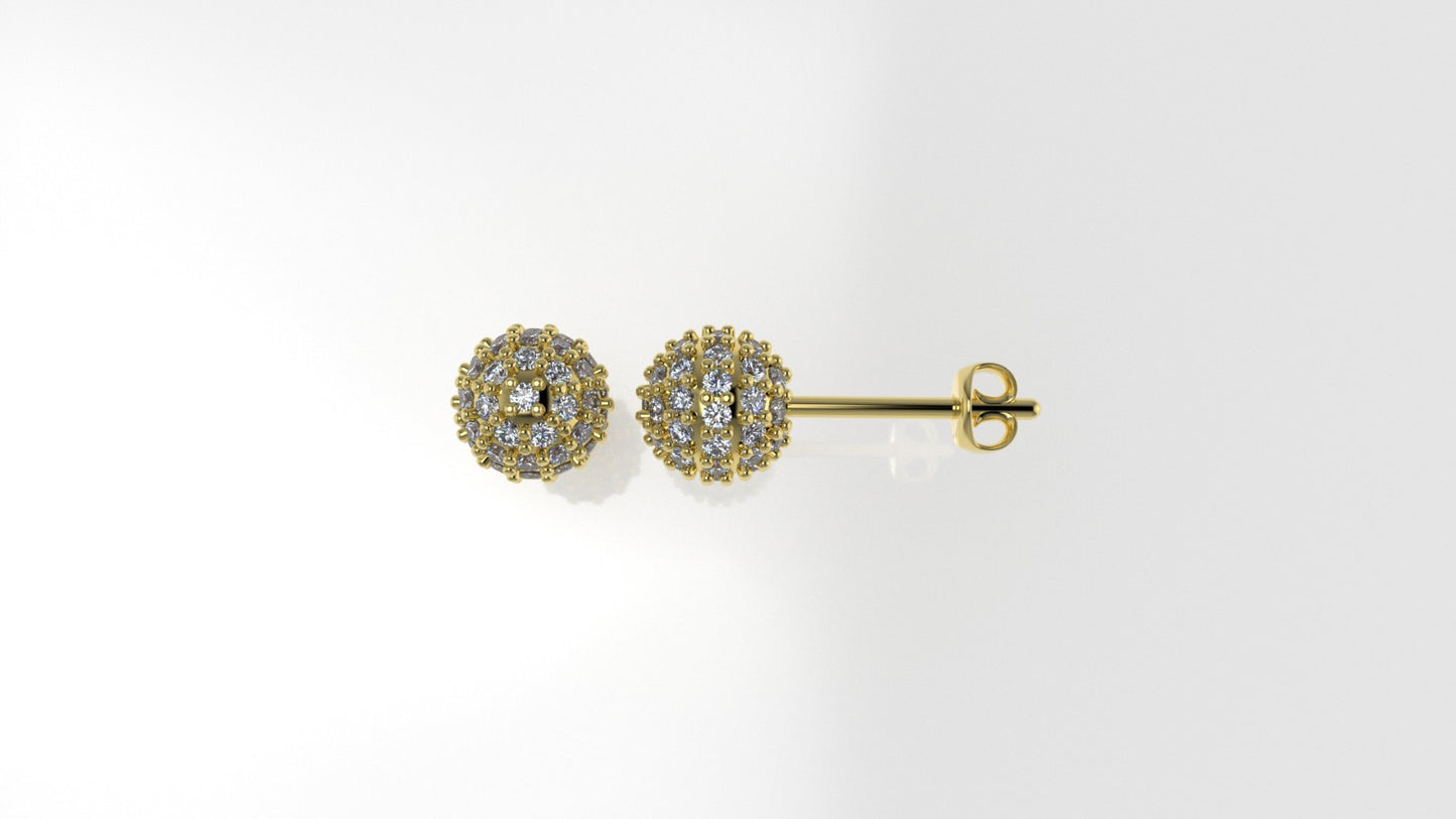 14k Gold Earrings with 106 DIAMONDS, "STT: Prongs", Push Back