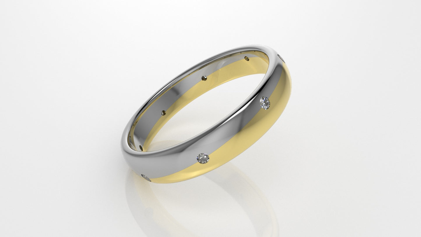 14K Gold Engagement Ring with 8 Diamonds, STT: Bezel, For men or women