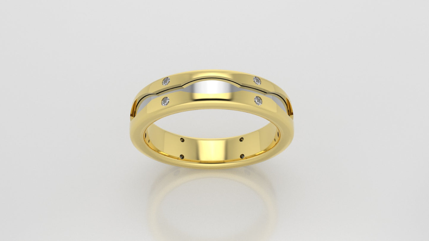 14K Gold Wedding Ring with 12 Diamonds, STT: Bezel, For men or women