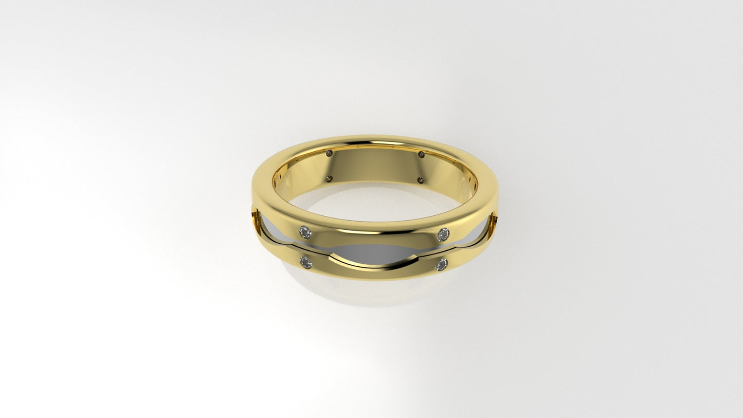 14K Gold Wedding Ring with 12 Diamonds, STT: Bezel, For men or women