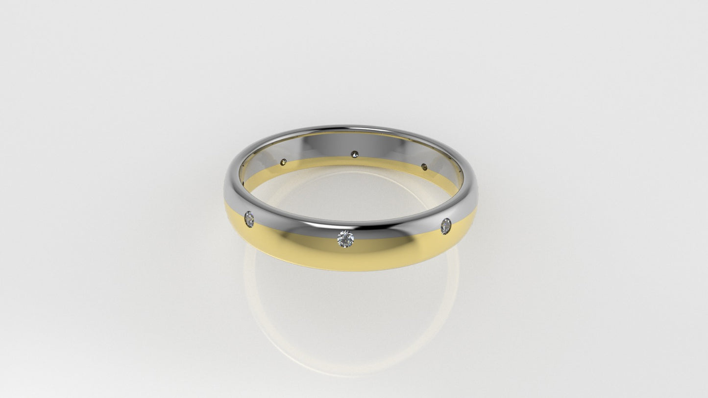 14K Gold Engagement Ring with 8 Diamonds, STT: Bezel, For men or women