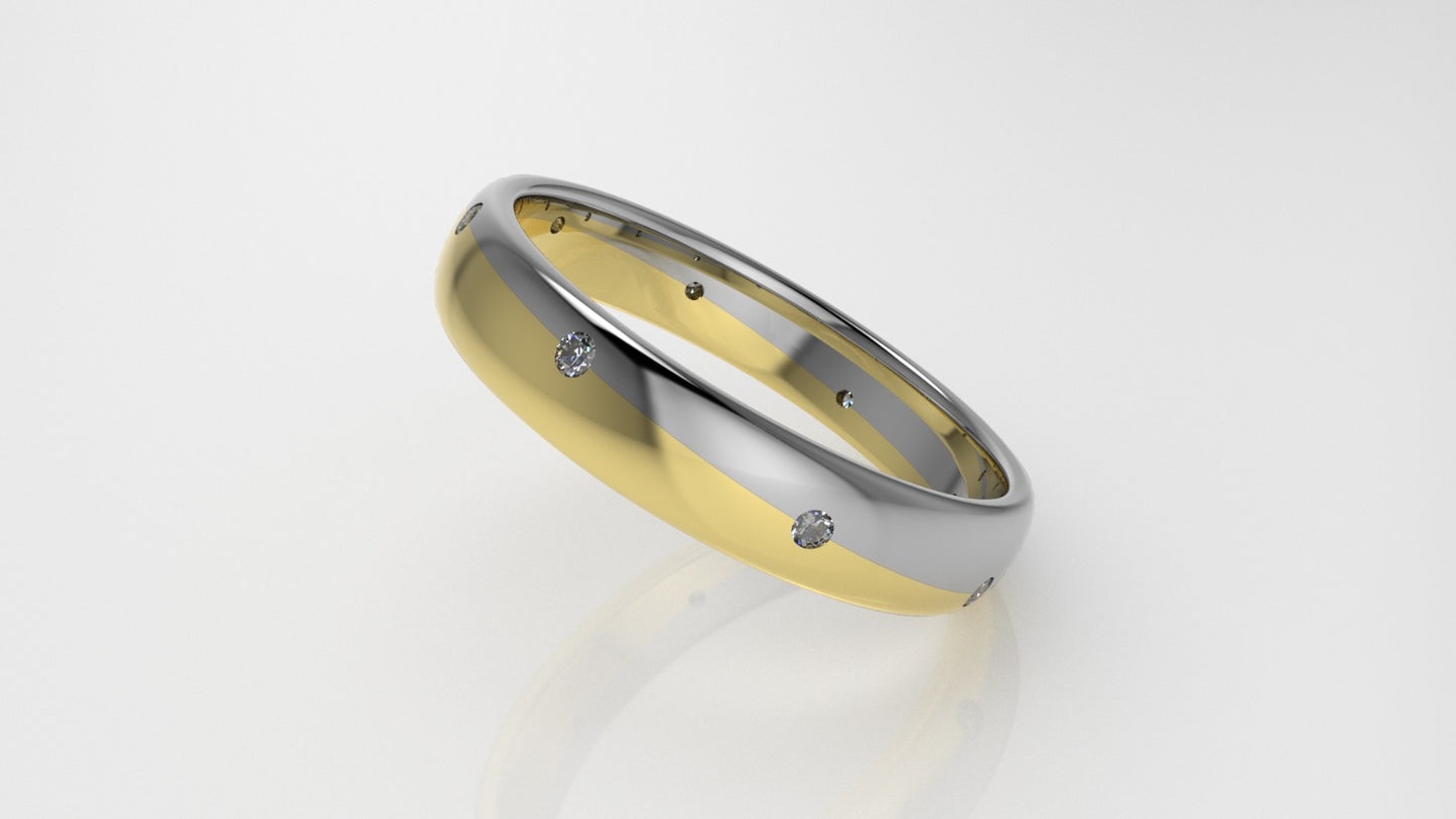 14K Gold Engagement Ring with 8 Diamonds, STT: Bezel, For men or women