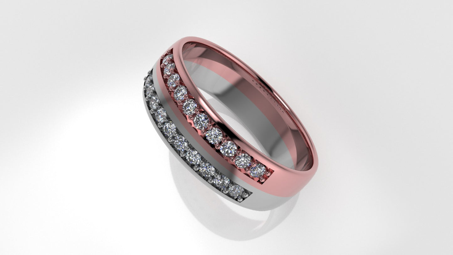 14K Gold Wedding Ring with 20 Diamonds, STT: Cut Chanel, For men or women