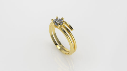14K Gold Ring with 1 DIAMOND, "6-Prong"