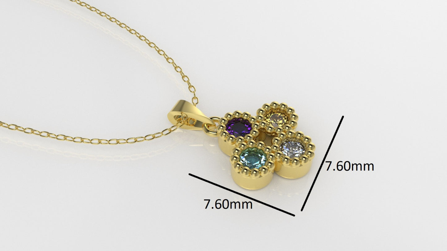 14K Gold Pendant with 4 Color Stones, STT: Bezel, Filigree