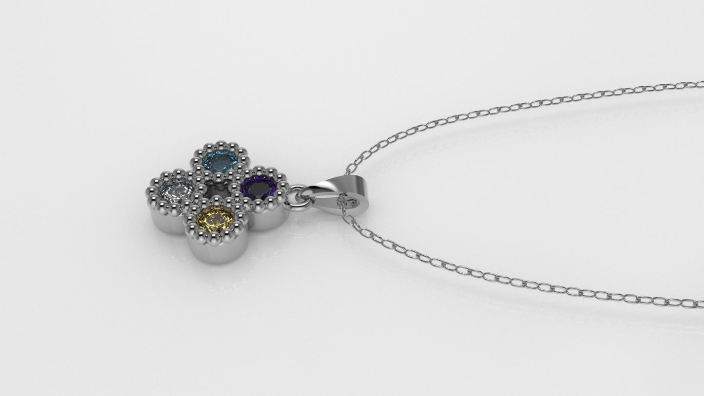 14K Gold Pendant with 4 Color Stones, STT: Bezel, Filigree