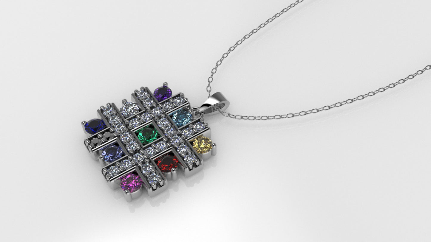 14K Gold Pendant with 37 Stones, STT: Prong and Cut Chanel, Only Pendant
