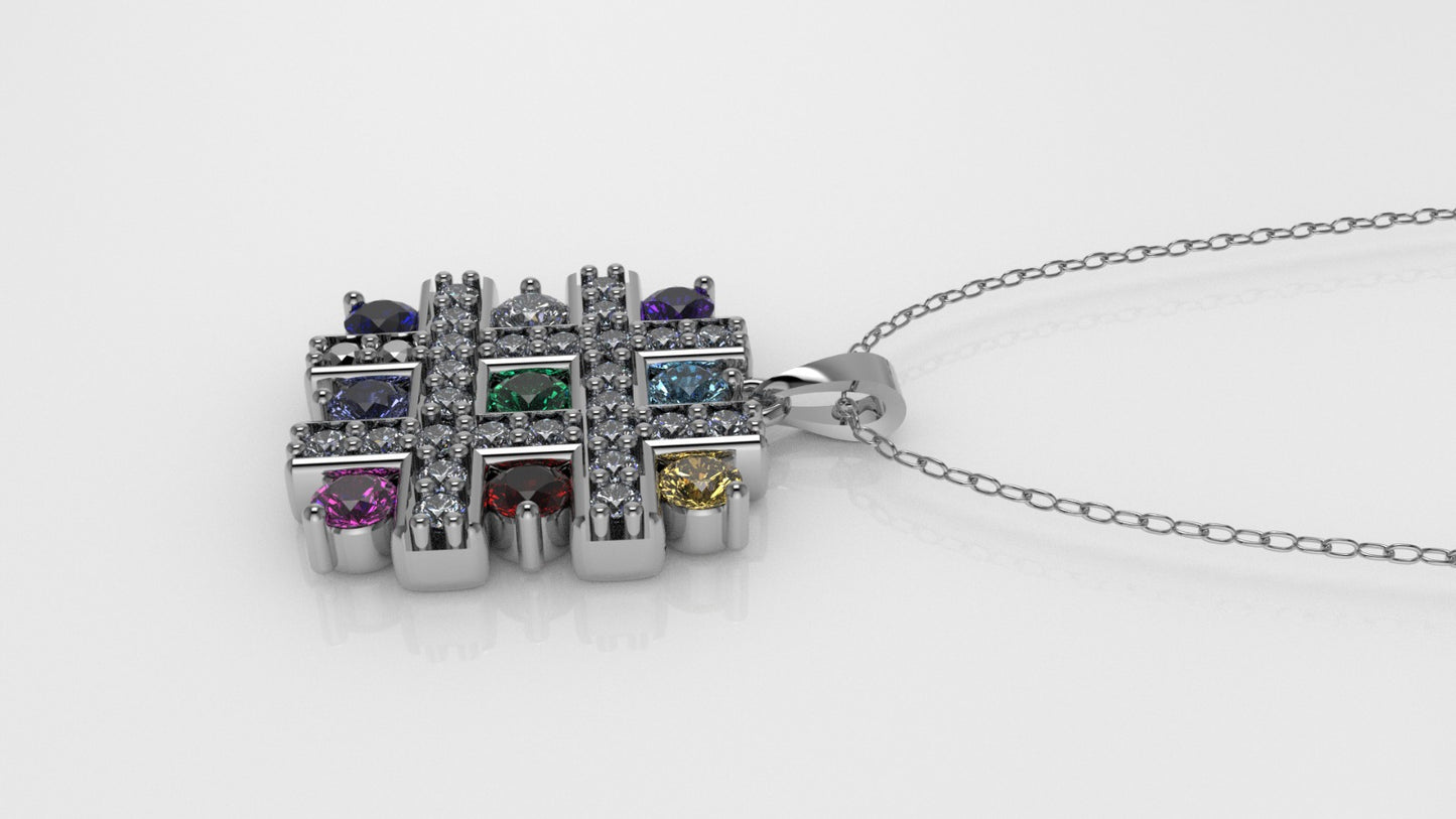 14K Gold Pendant with 37 Stones, STT: Prong and Cut Chanel, Only Pendant