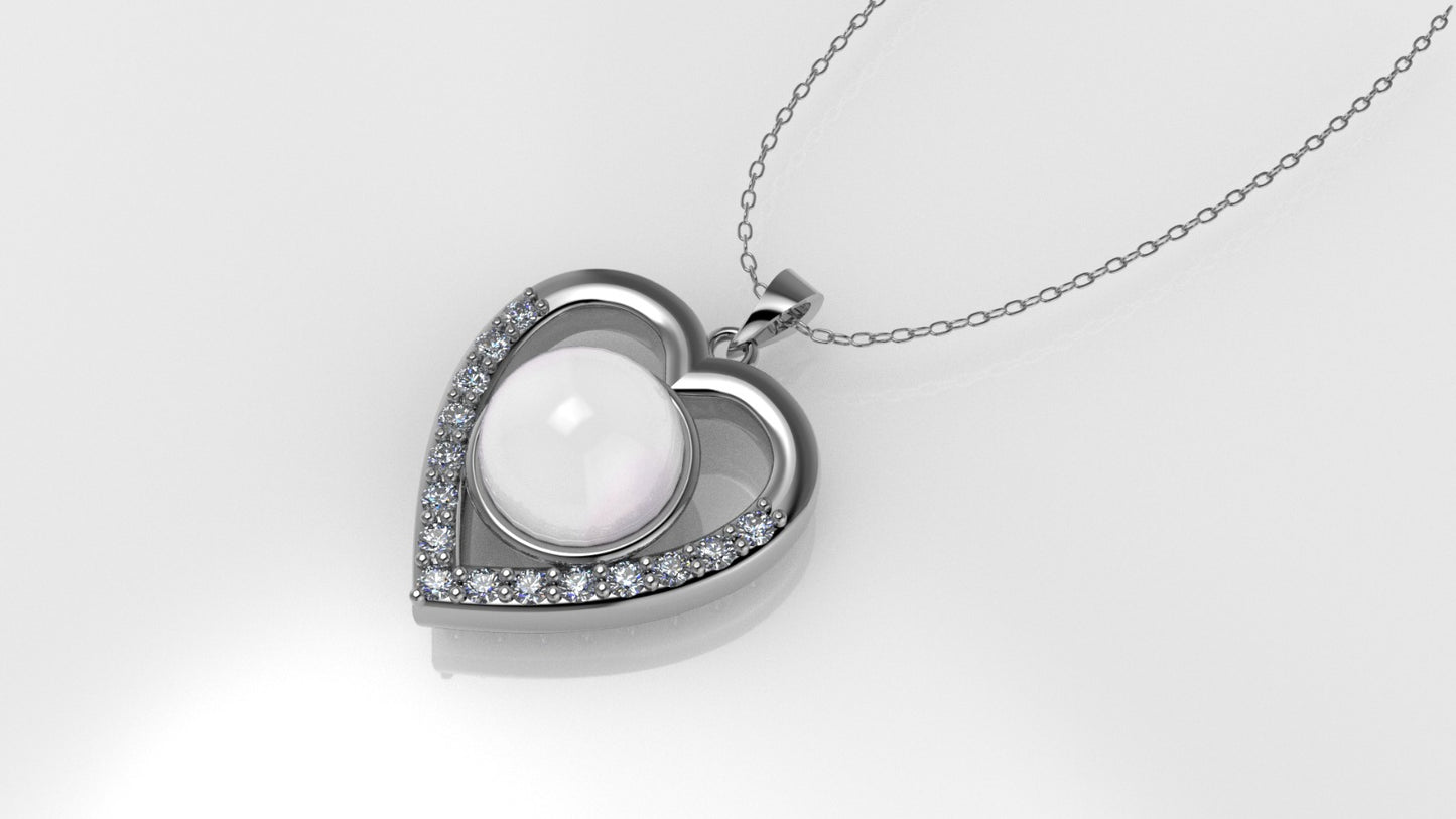 14K Gold Pendant with 16 STONES, STT: Prong, Only Pendant, Heart Style