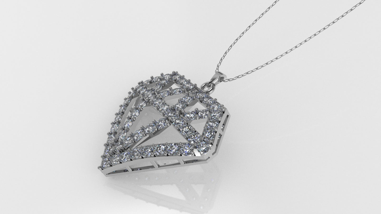 14K Gold Pendant with 57 DIAMONDS, STT: Prong, Diamond Style, Only Pendant