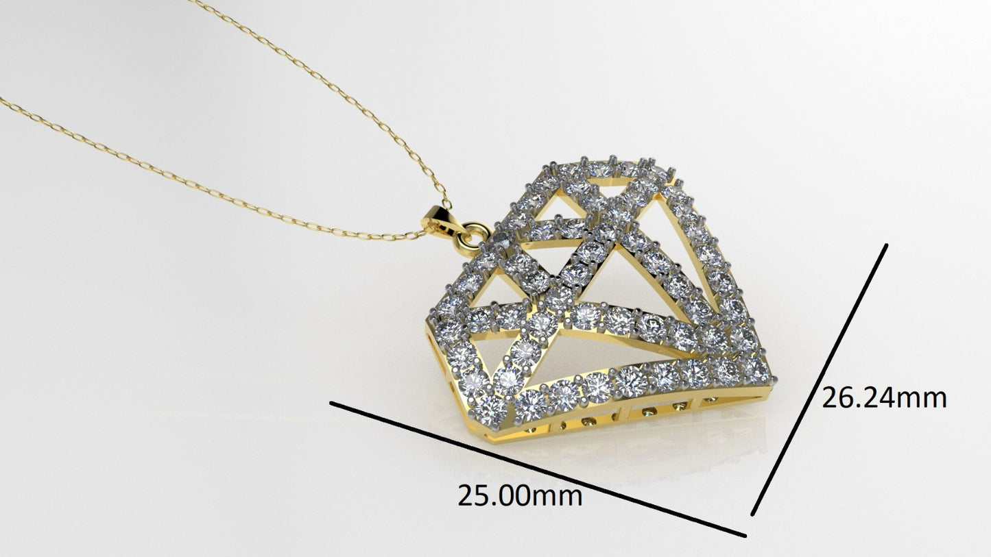 14K Gold Pendant with 57 DIAMONDS, STT: Prong, Diamond Style, Only Pendant