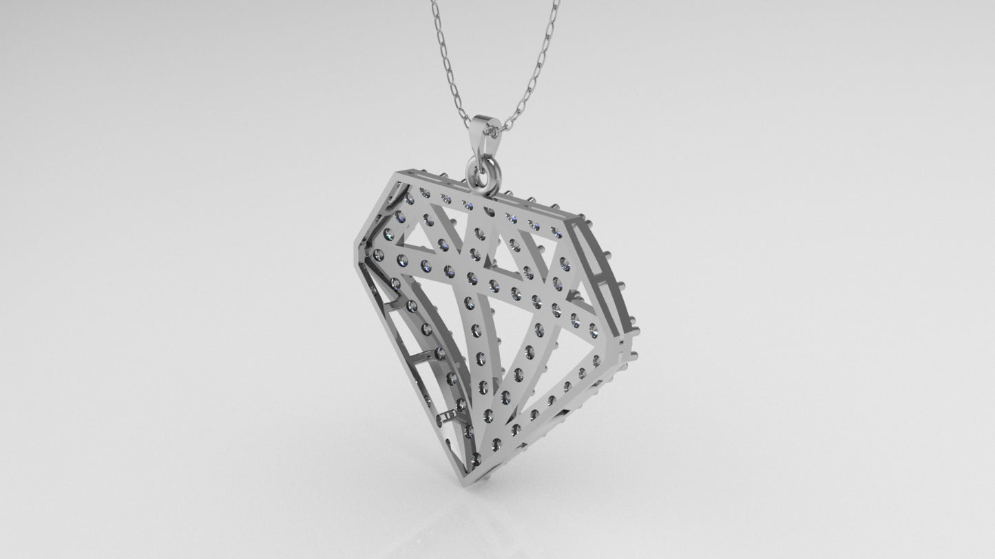 14K Gold Pendant with 57 DIAMONDS, STT: Prong, Diamond Style, Only Pendant