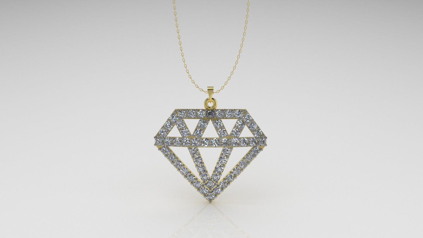 14K Gold Pendant with 57 DIAMONDS, STT: Prong, Diamond Style, Only Pendant
