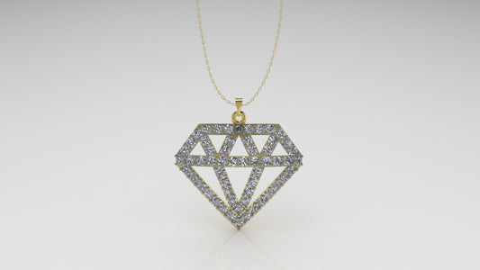 14K Gold Pendant with 57 DIAMONDS, STT: Prong, Diamond Style, Only Pendant