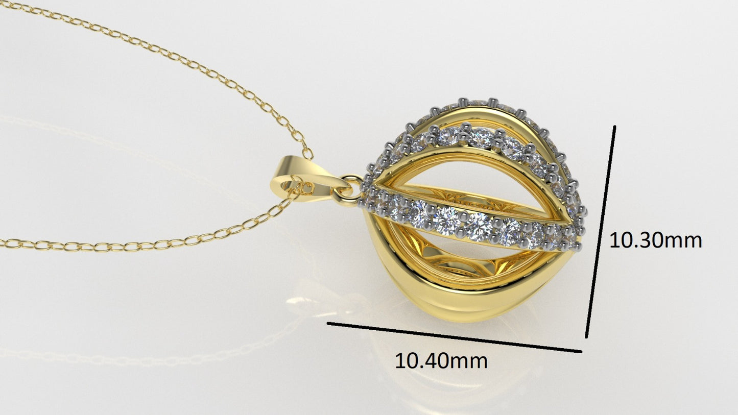 14K Gold Pendant with 29 DIAMONDS, STT: Prong, Circle Style, Only Pendant