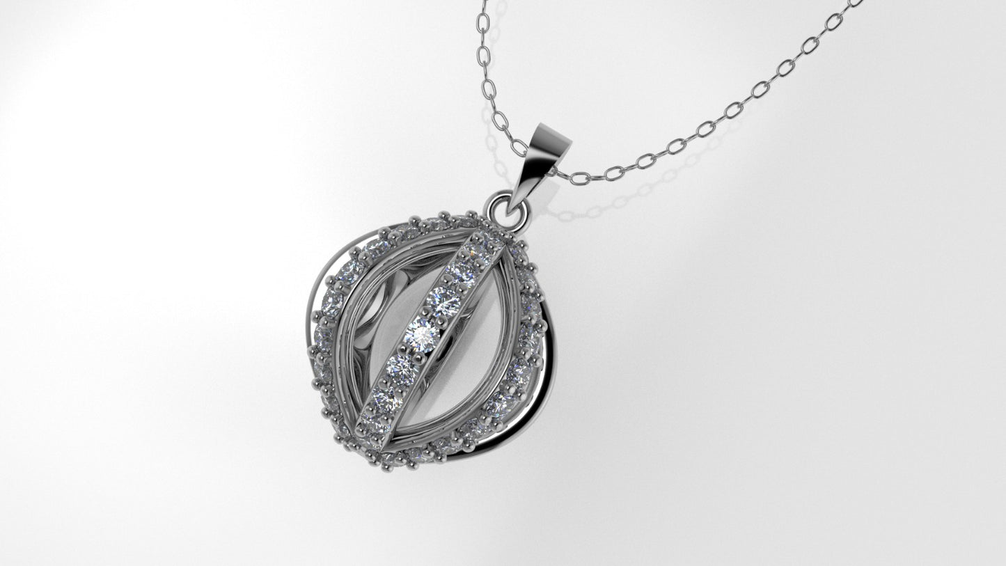 14K Gold Pendant with 29 DIAMONDS, STT: Prong, Circle Style, Only Pendant