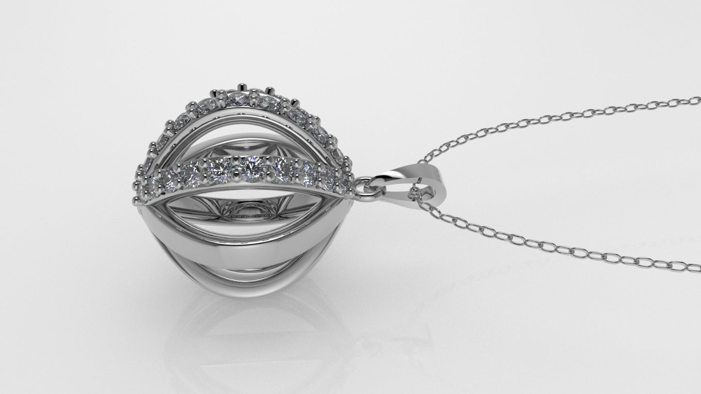 14K Gold Pendant with 29 DIAMONDS, STT: Prong, Circle Style, Only Pendant