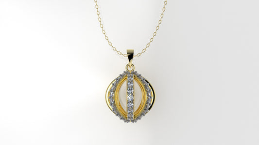 14K Gold Pendant with 29 DIAMONDS, STT: Prong, Circle Style, Only Pendant