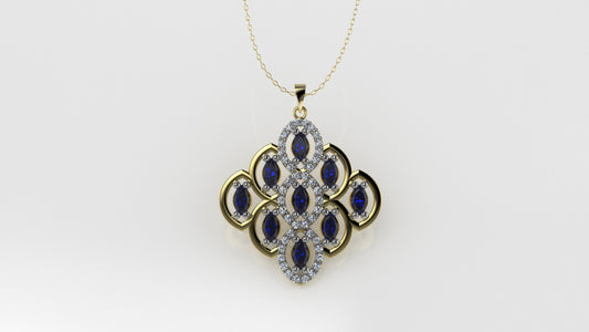 14K Gold Pendant with 51 STONE, STT: 2-Prong, Only Pendant