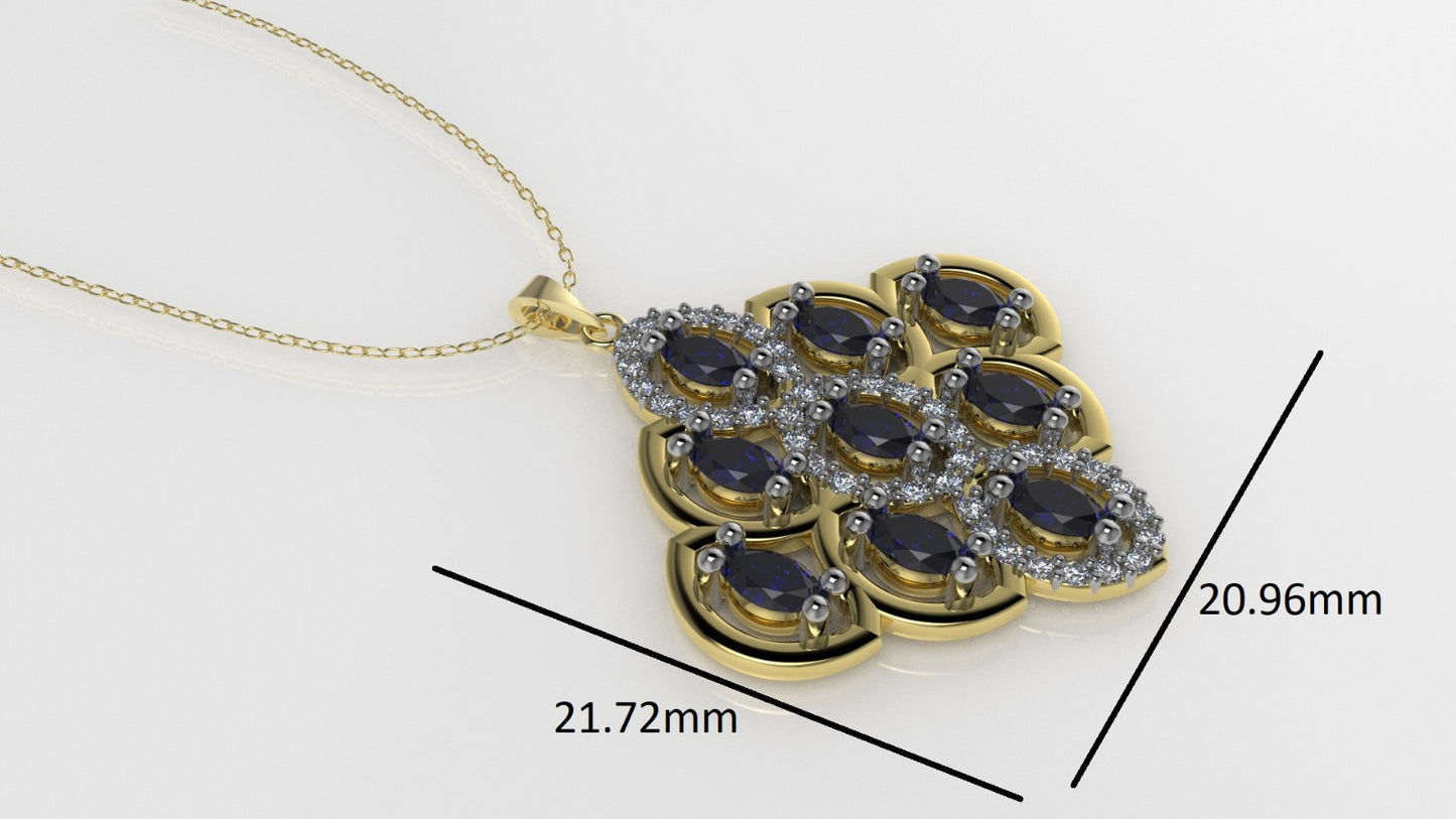14K Gold Pendant with 51 STONE, STT: 2-Prong, Only Pendant