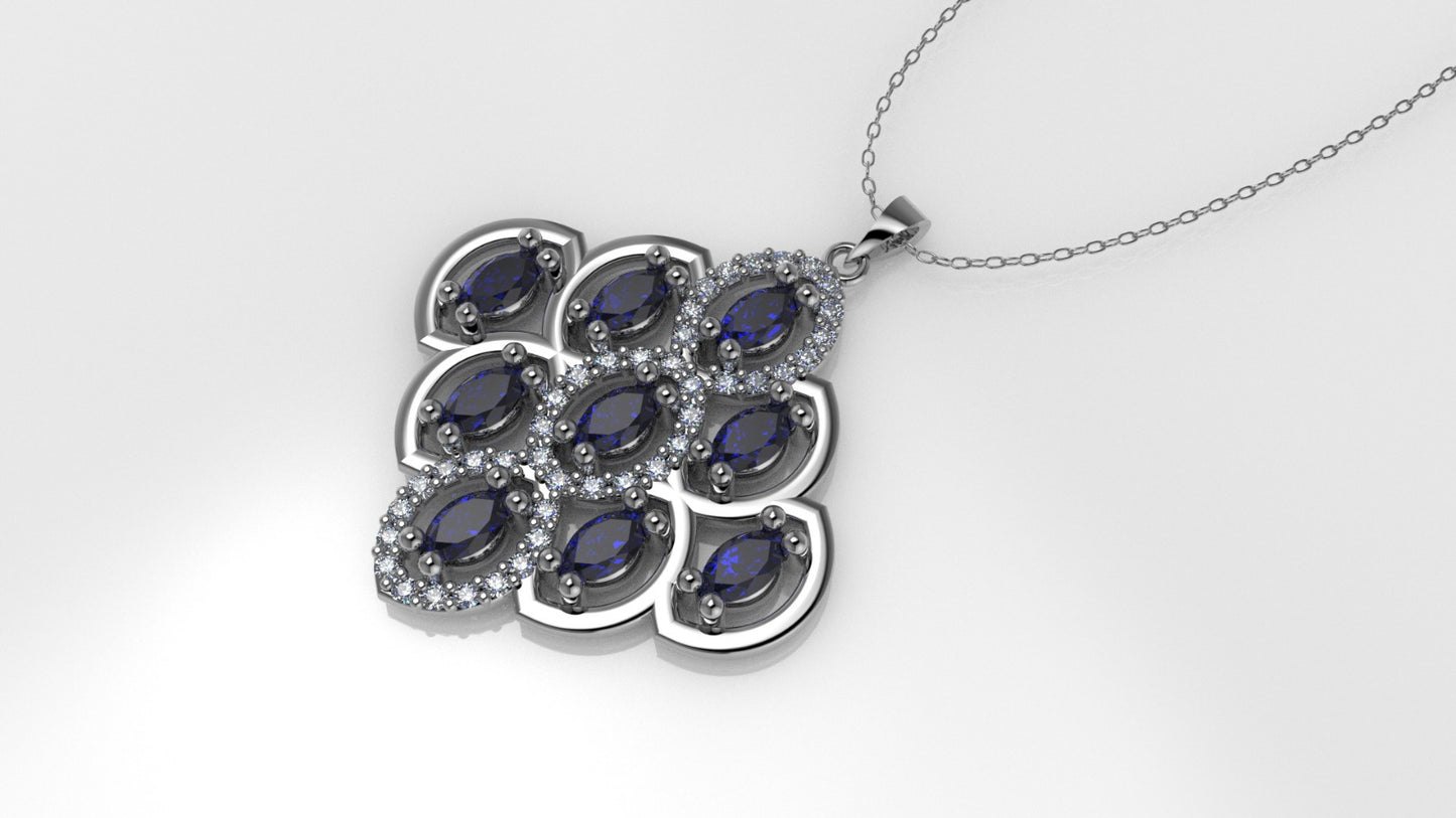 14K Gold Pendant with 51 STONE, STT: 2-Prong, Only Pendant