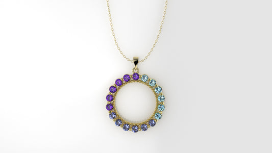 14K Gold Pendant with 18 STONE, STT: 2-Prong, Only Pendant