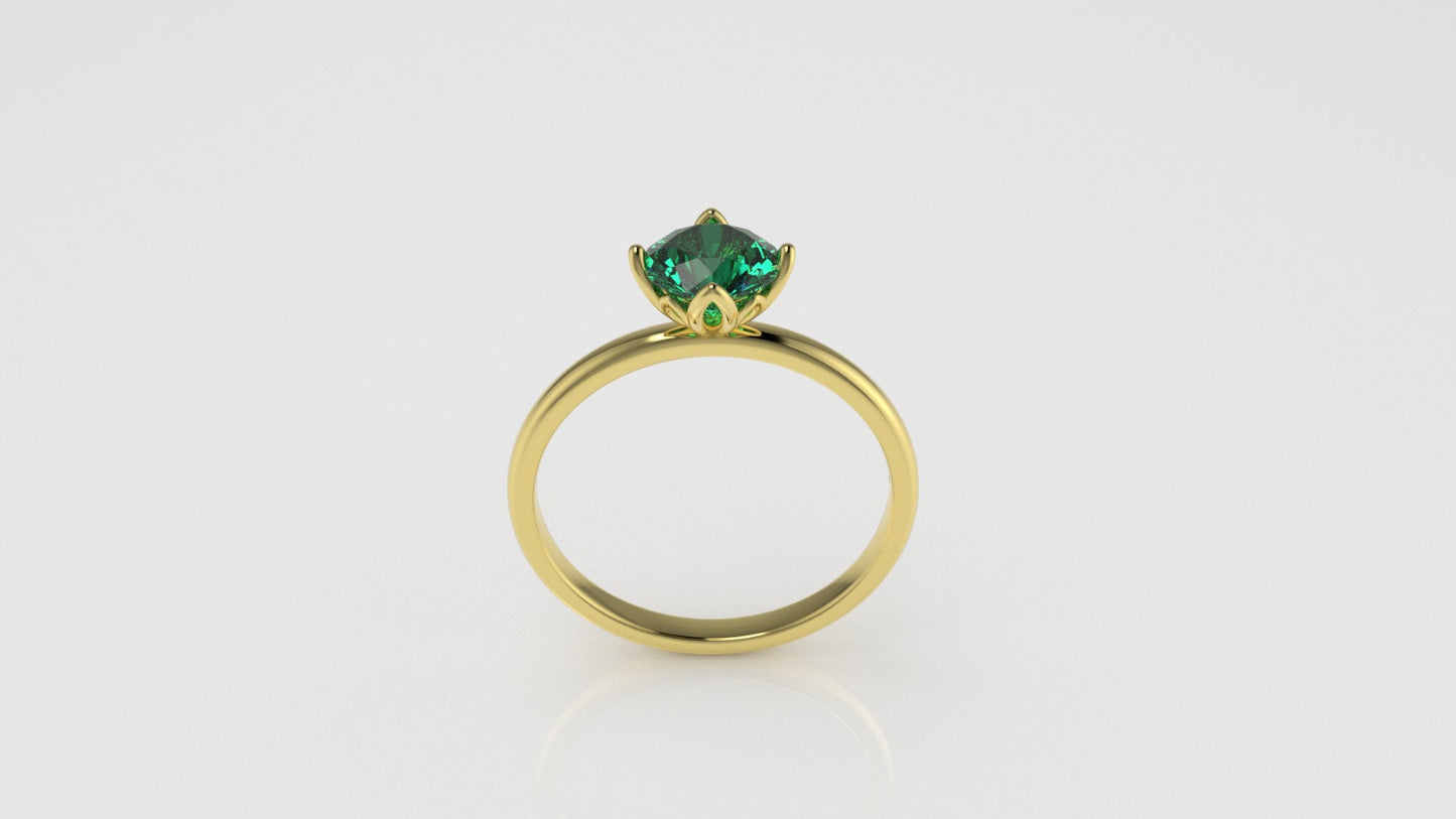 14K Gold Solitaire Ring with 1 Emerald, STT: Prong