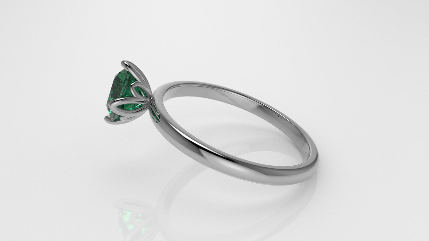 14K Gold Solitaire Ring with 1 Emerald, STT: Prong