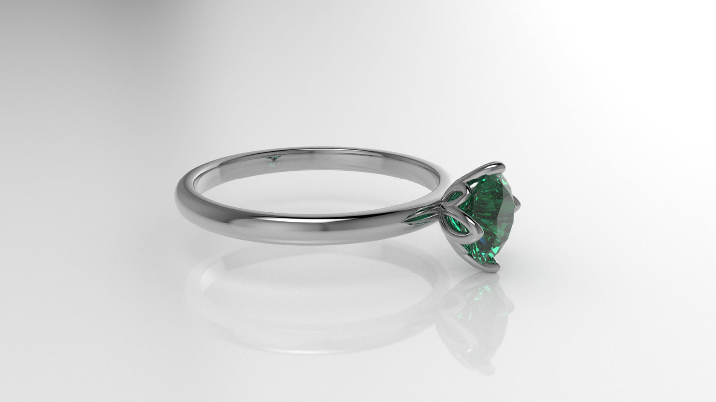 14K Gold Solitaire Ring with 1 Emerald, STT: Prong