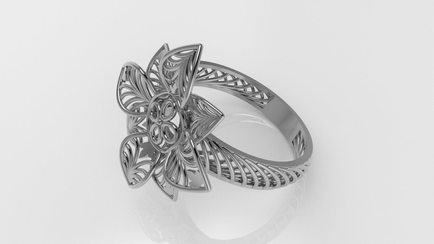 14K Gold Ring, Flower Style