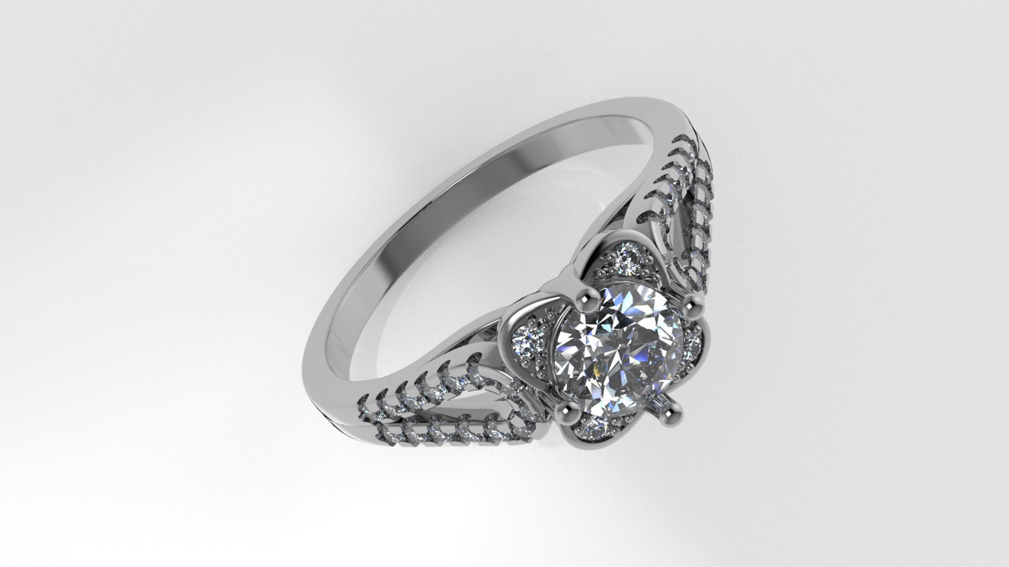 14K Gold Ring with 33 Diamonds, STT: 4-Prong and Cut Chanel