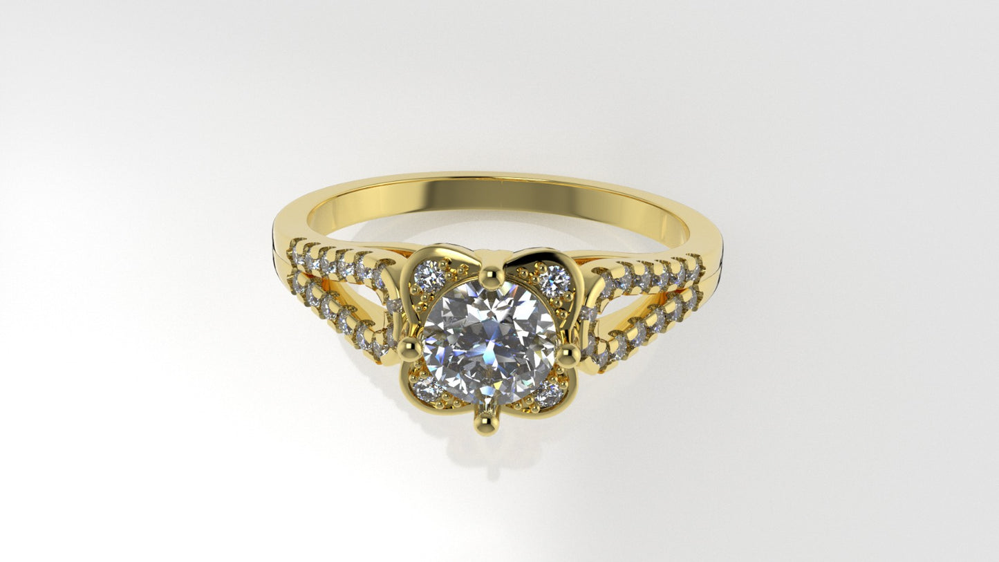 14K Gold Ring with 33 Diamonds, STT: 4-Prong and Cut Chanel