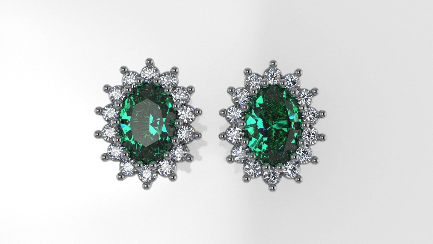 14K Gold Earrings with 30 Stones, "STT: 3-Prongs", Push Back