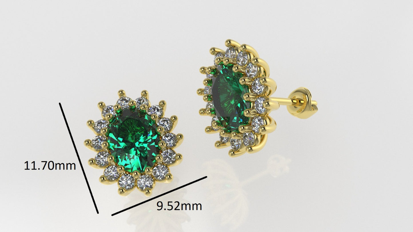 14K Gold Earrings with 30 Stones, "STT: 3-Prongs", Push Back