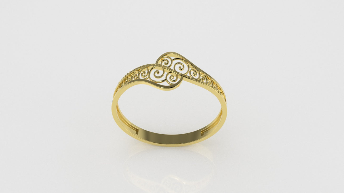 14K Gold Ring with spiral shaped
